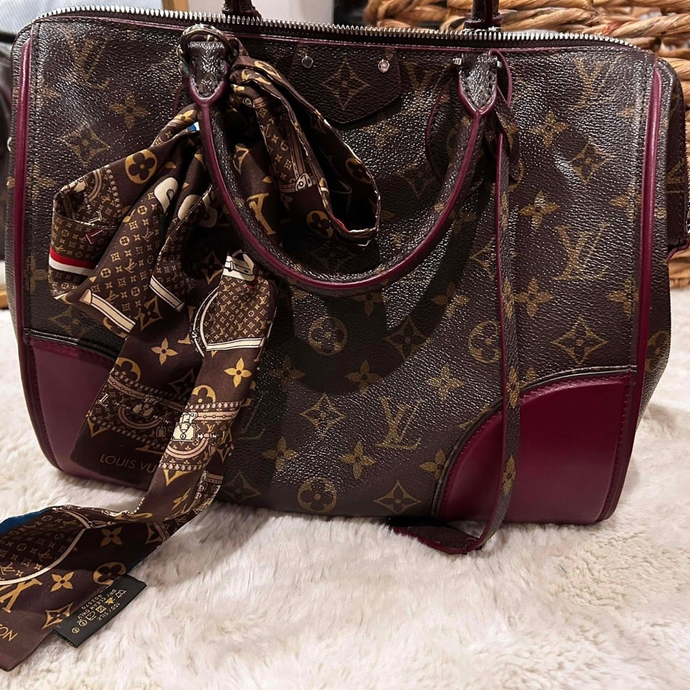 LOUIS VUITTON MONOGRAM SHINE DOC PM IN BORDEAUX RETAIL $2960-100% AUTHENTIC